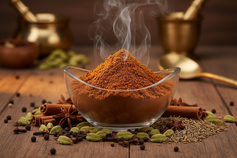 Authentic garam masala blend with aromatic spices. Perfect finishing touch for curries, biryanis, and Indian dishes. Freshly ground blend of premium spices for authentic taste and aroma.

Authentic spice blend
Aromatic and flavorful
Freshly ground
Essential for Indian cooking